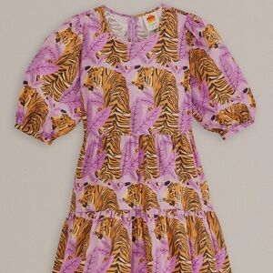 FARM Rio Lavender Puff Sleeve Mini Dress